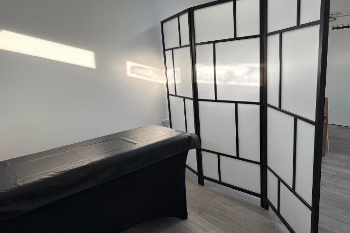 Private treatment screen in studio